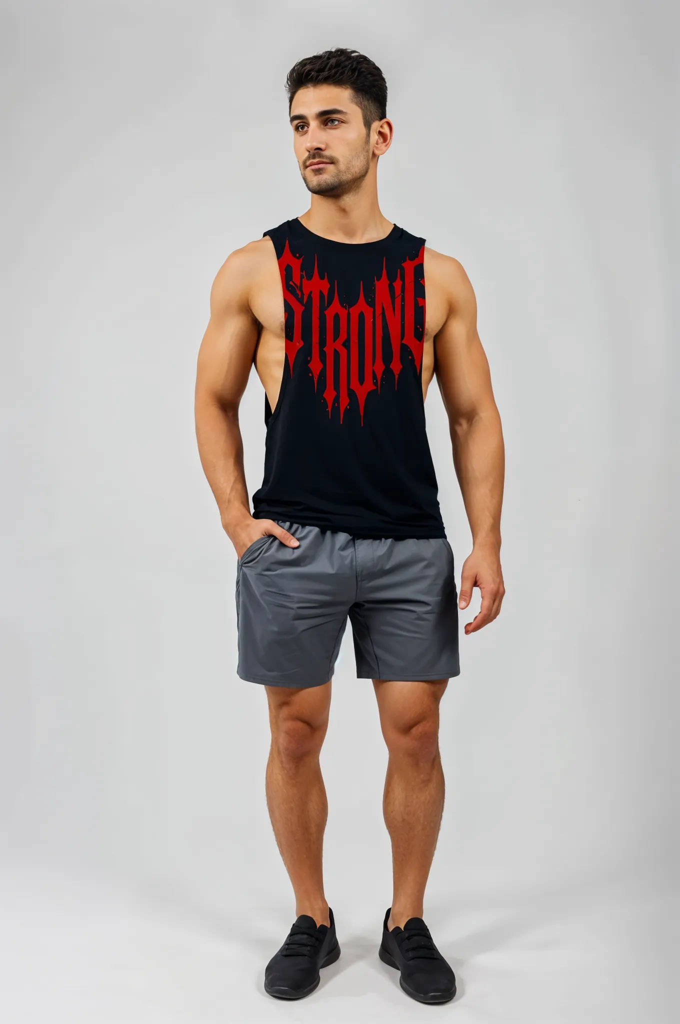 STRONG - MuscleDaddy Power Tank - Drop Arm - Black