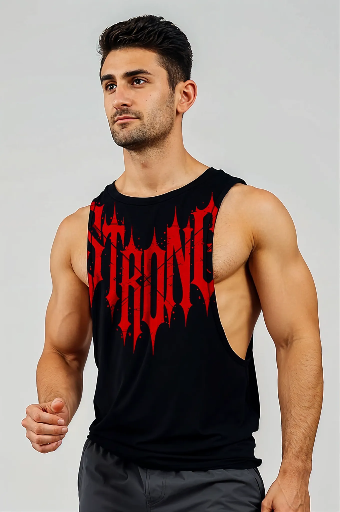 STRONG - MuscleDaddy Power Tank - Drop Arm - Black