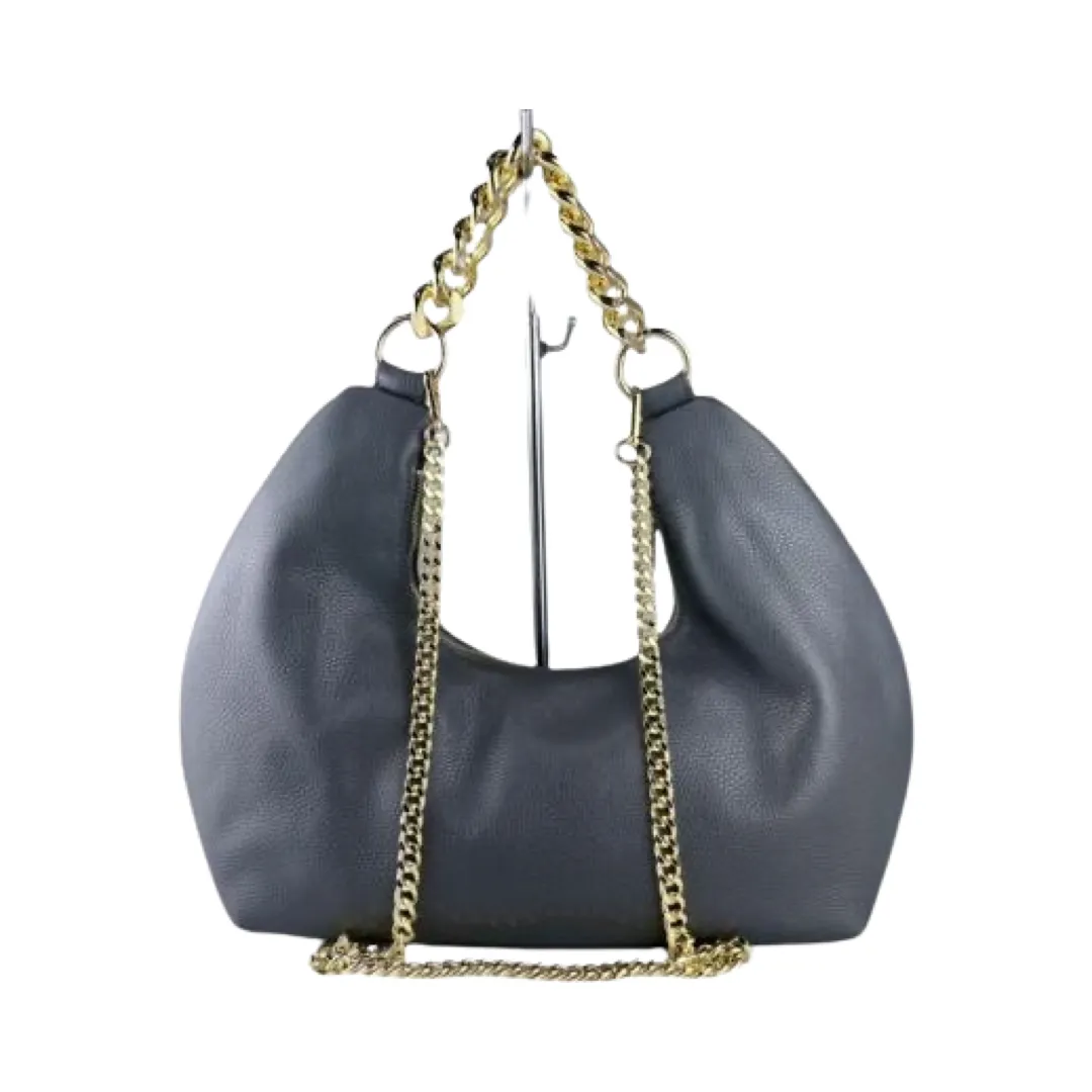Top Handle Chain Hobo Leather Bag