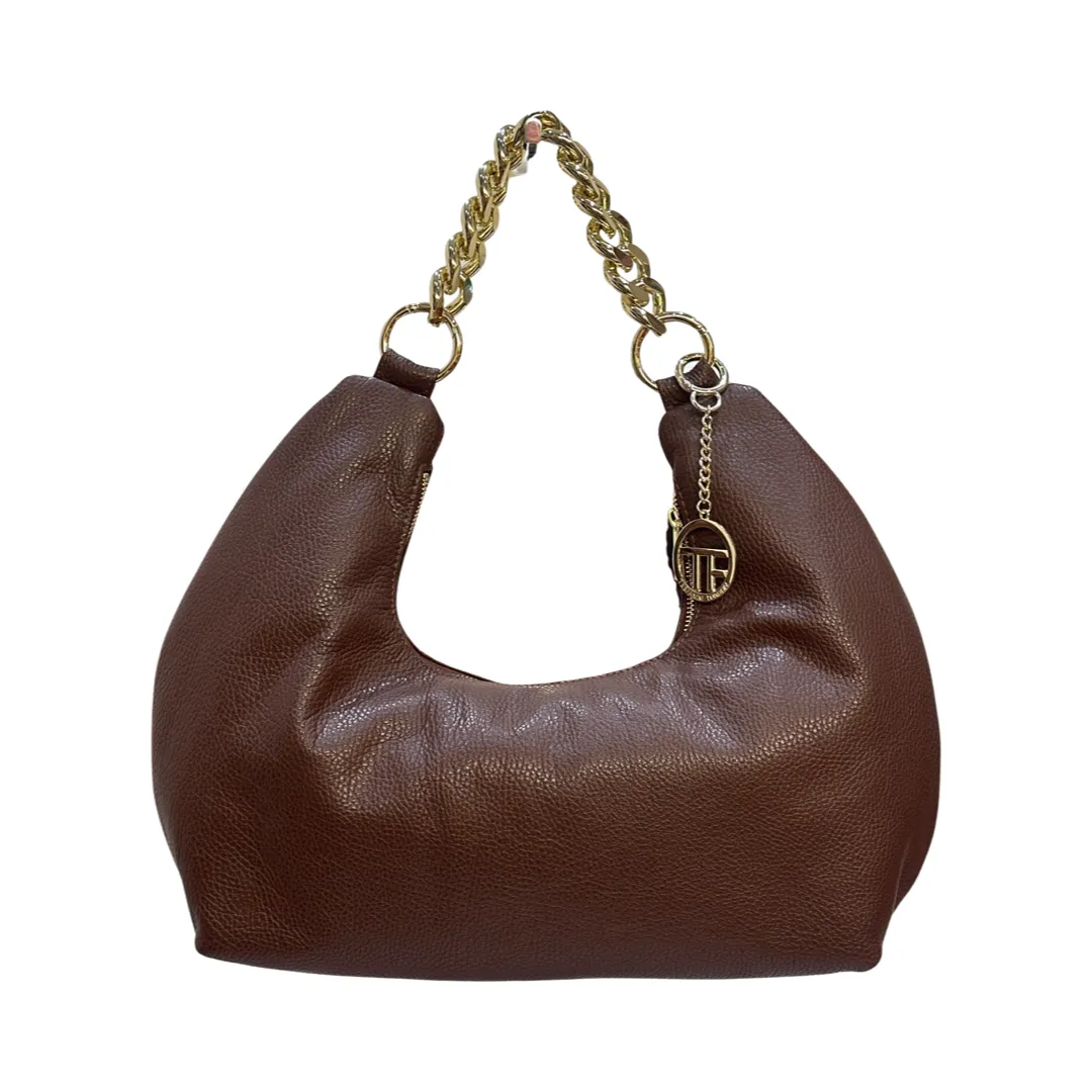 Top Handle Chain Hobo Leather Bag