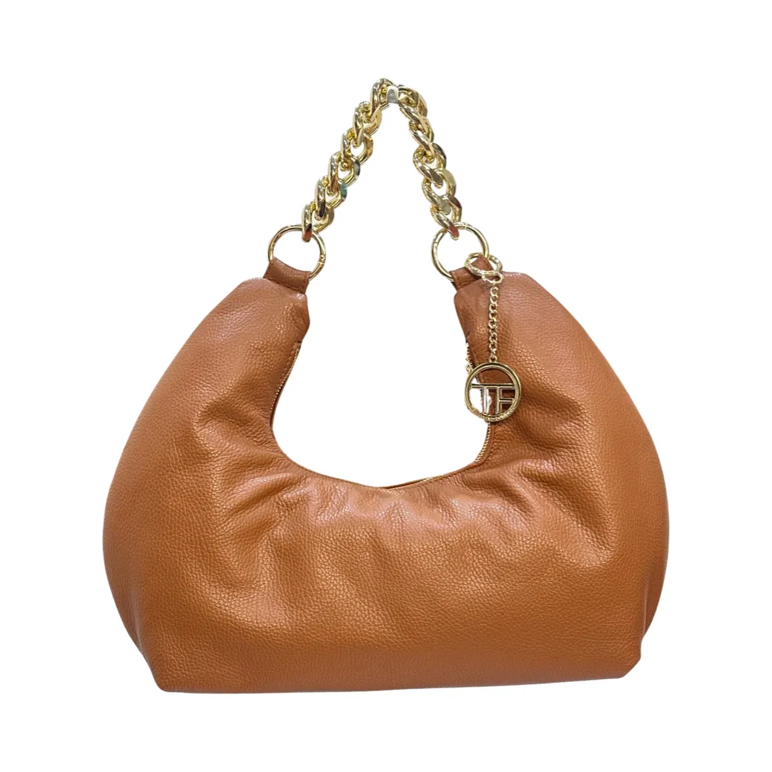 Top Handle Chain Hobo Leather Bag
